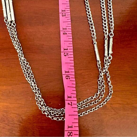 Chico’s Necklace 3 Strand Multi Silver Tone Link Long Southwest Western Vibes - Picture 5 of 9